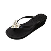 Black Mid Heels Women's Sandals with Crystal Chelsea Heart Lovely Embellishment