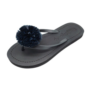 【NY】Raffia Pom Pom -  Flat Sandal