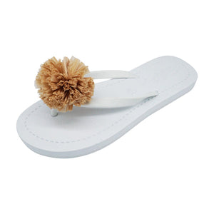 【NY】Raffia Pom Pom -  Flat Sandal