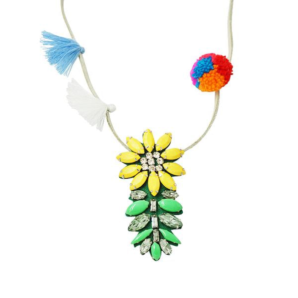 【NY】Yellow Daisy Kids Pom Pom Necklace