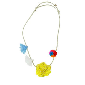 【NY】Noho Yellow Flower Kids Pom Pom Necklace