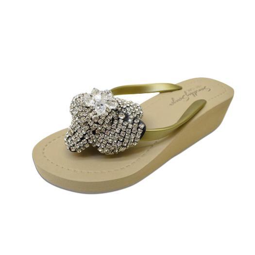 Gold Women's Mid heels Sandals with Uptown, Flip Flops summer