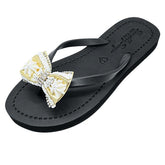 【NY】Gold & Pearl Bow - Women's Flat Sandal