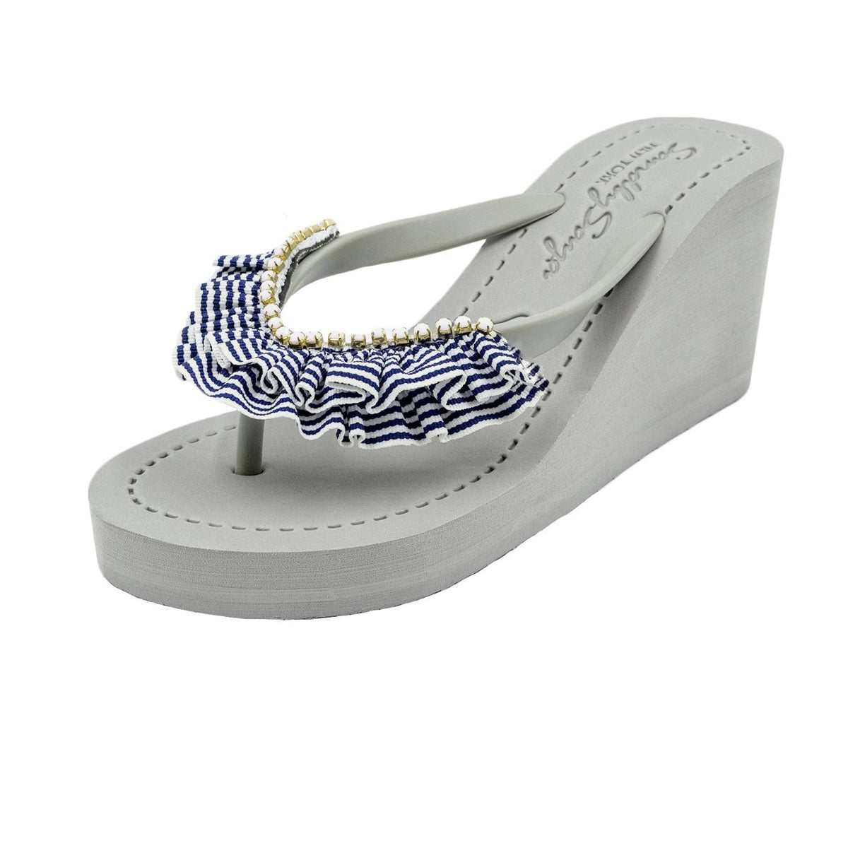 【JP】ROCKAWAY (Stripe) ストライプ ハイウェッジサンダル｜NYハンドメイド　Japan Stock