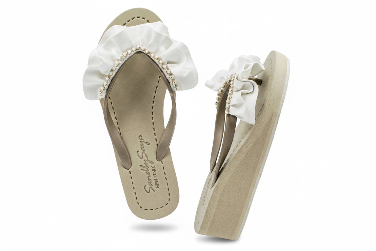 Rockaway White - Women's Mid Wedge, White, Ribbon