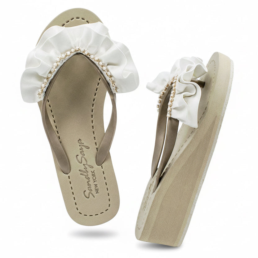 Rockaway White - Women's Mid Wedge, White, Ribbon