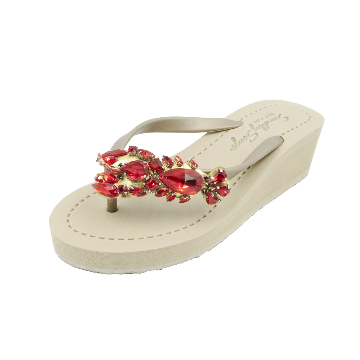 【JP】赤のビジューロブスターミッドウェッジサンダルLobster - Women's Mid Wedge -Japan Stock