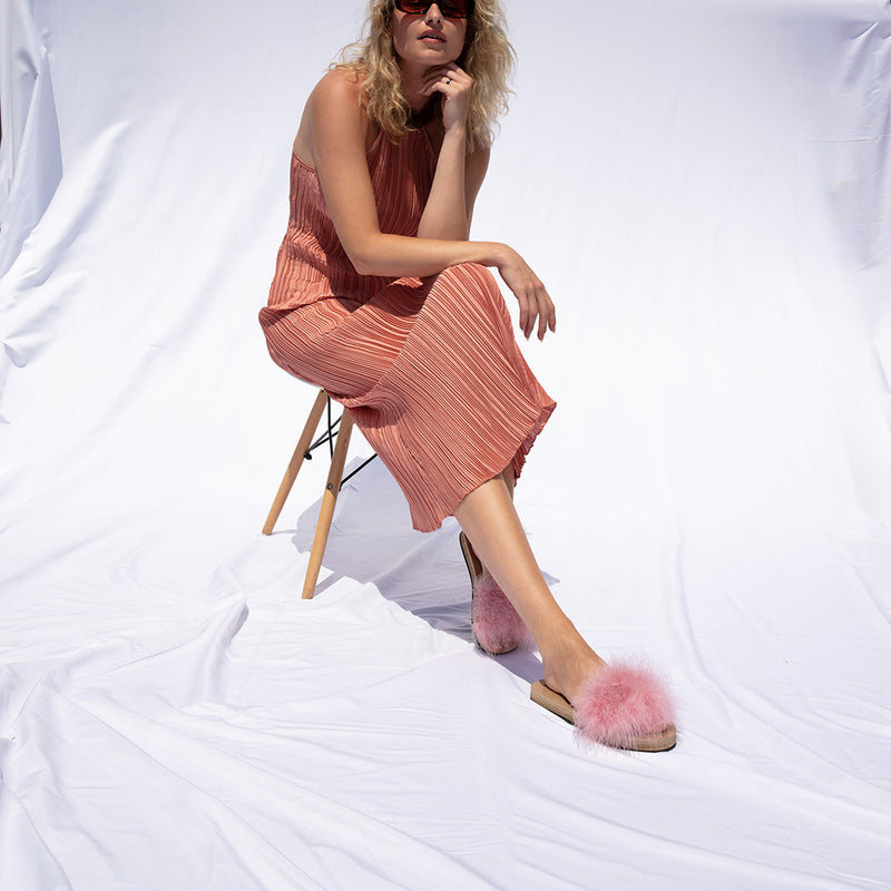 【NY】Pink Feather - Espadrille Flat