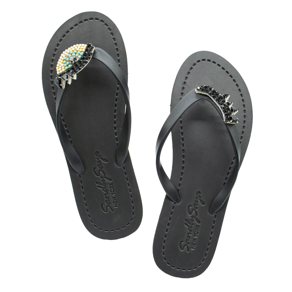 Eyes - Women's Flat Sandal, Beaded, Eyes