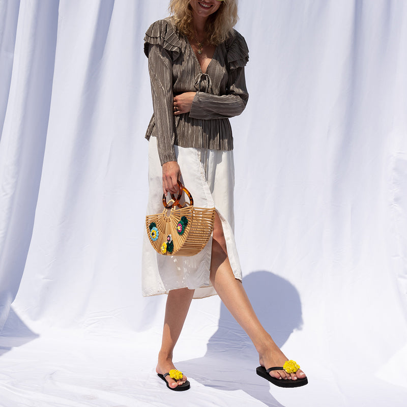 【NY】Noho (Yellow Flower) - Women's Flat Sandal