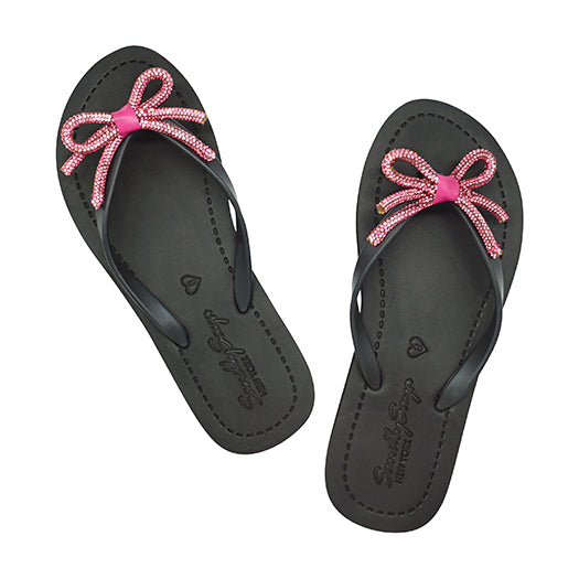 【JP】Rhinestone Pink Bow - Women's Flat Sandal