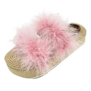 【NY】Pink Feather - Waterproof Espadrille Platform