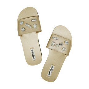 【NY】Green Point Crystal Studs - Waterproof Espadrille Flat