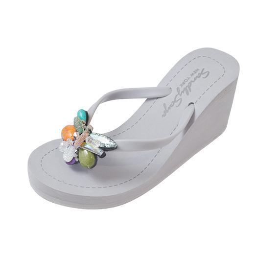 Gray Women's High heels Sandals with West Village, Flip Flops summer