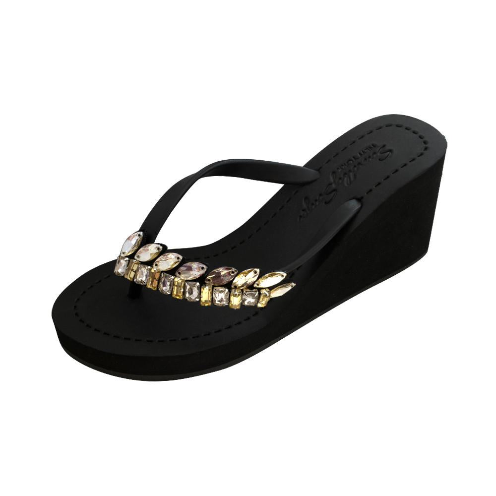 Black Women's High heels Sandals with Smith, Flip Flops summer