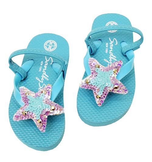 Sky Blue Kids / Baby Sandals Cute Stars, Blue, Purple