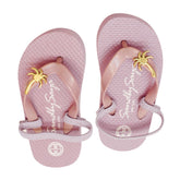 Gold, Palm Tree, Stud, Flat, Pink, Kids, Baby, Sandal