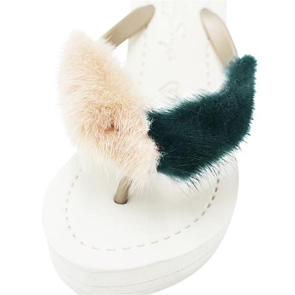 【NY】Mink Fur Pink & Green - Women's High Wedge