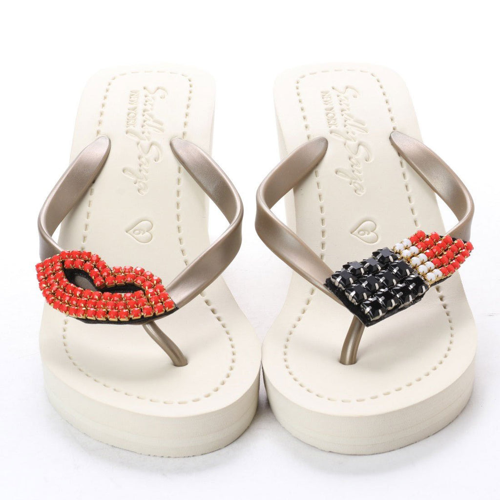 Black Women's High heels Sandals with Lipstick, Flip Flops summer Image