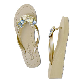 Gold Women's Mid heels Sandals with York, Flip Flops summer