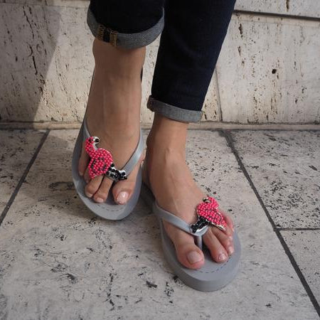 【JP】ピンクフラミンゴの快適フラットFlamingo - Women's Flat Sandal-Japan Stock