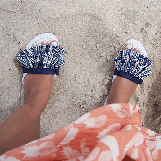 【NY】Irving Stripe Fringe - Women's Flat Sandal