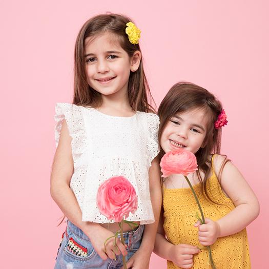 【NY】Pink & Yellow Flower- Kids Hair Pin