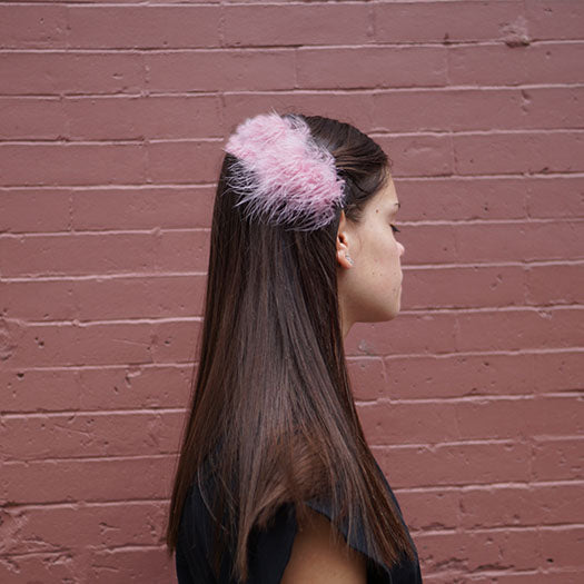 【NY】Feather Hair Pin - White, Gray and Pink