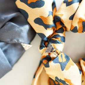 【NY】Leopard bunny & Silk Hair Scrunchies- Set of 2 in a box