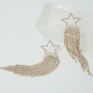 Shooting Star Earrings (Zirconia & Gold plated)