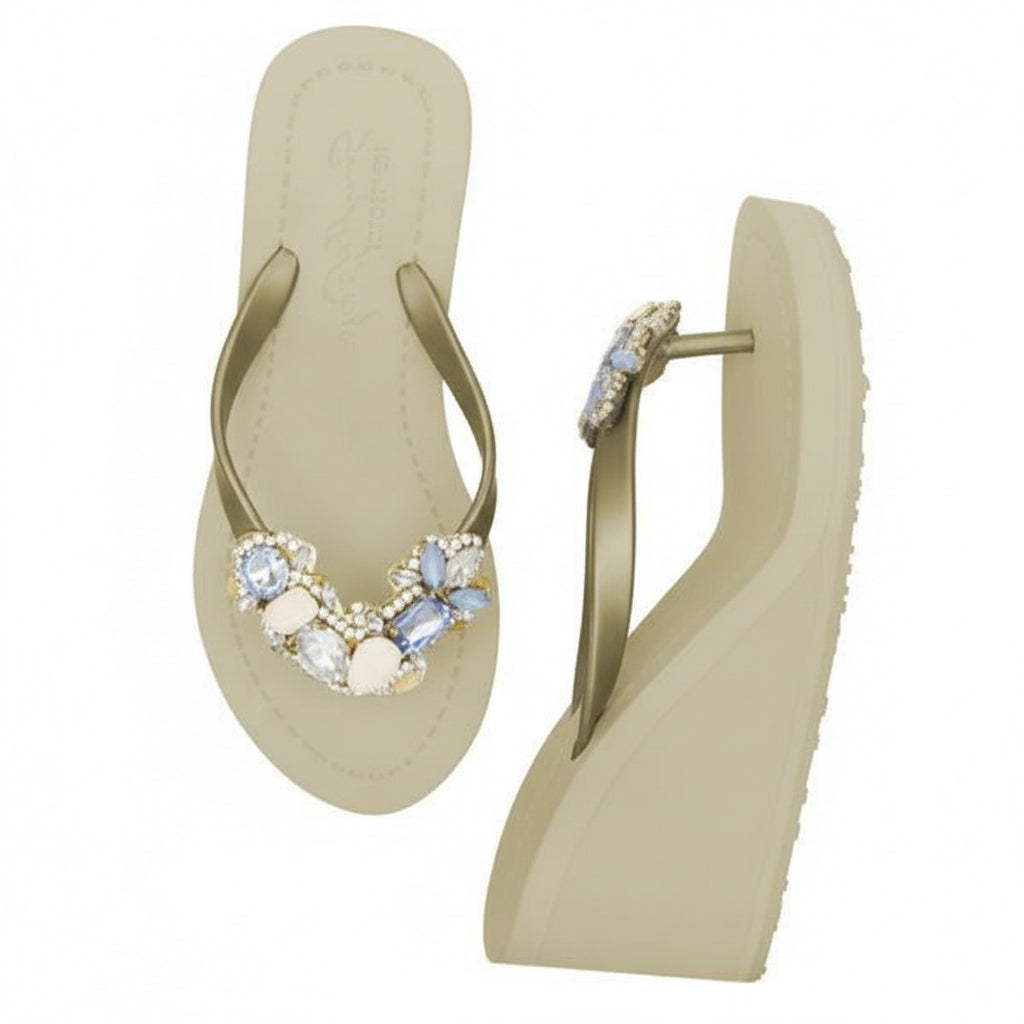 York high wedge gold sandals